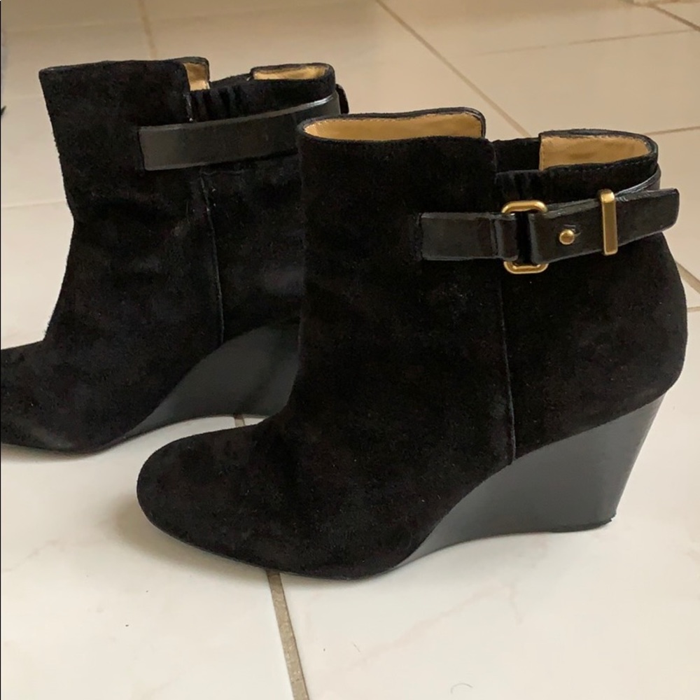 Coach suede wedge booties